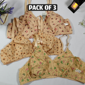 Printed Cotton Bra Pack of 3